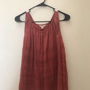 Lucky Brand Orange Eyelet Tank Top